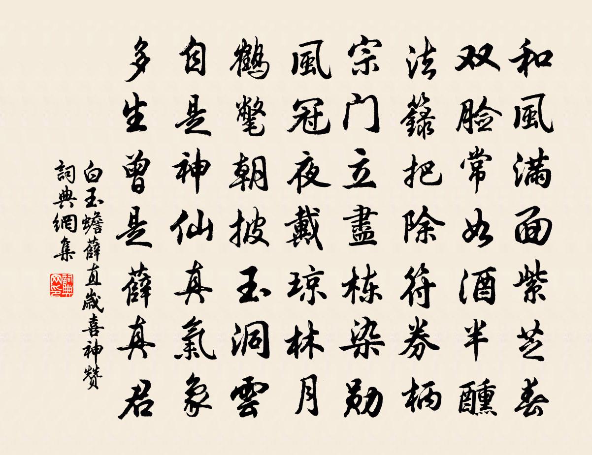 白玉蟾薛直歲喜神贊書法作品欣賞