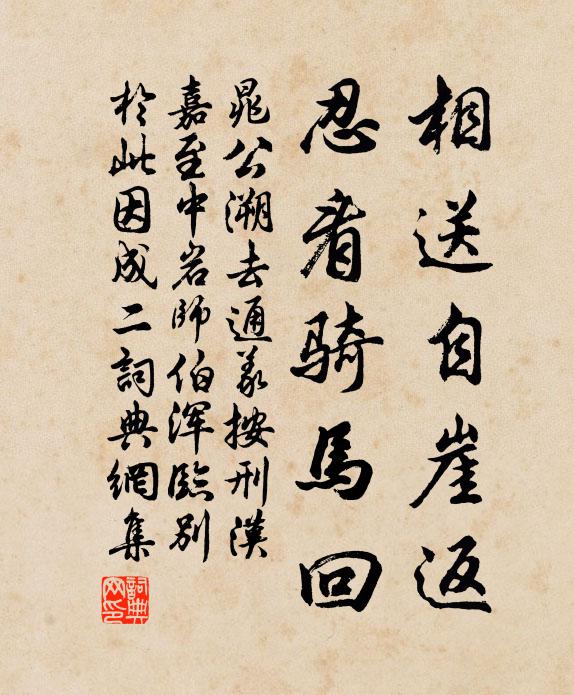 晁公溯相送自崖返,忍看騎馬回書法作品欣賞
