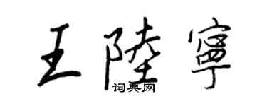 王正良王陸寧行書個性簽名怎么寫