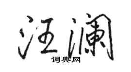 駱恆光汪瀾行書個性簽名怎么寫