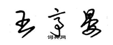朱錫榮王亭晏草書個性簽名怎么寫