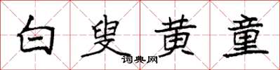 袁強白叟黃童楷書怎么寫