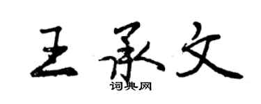 曾慶福王承文行書個性簽名怎么寫