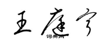 梁錦英王庭寧草書個性簽名怎么寫