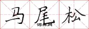 侯登峰馬尾松楷書怎么寫