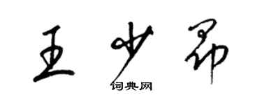 梁錦英王少昂草書個性簽名怎么寫