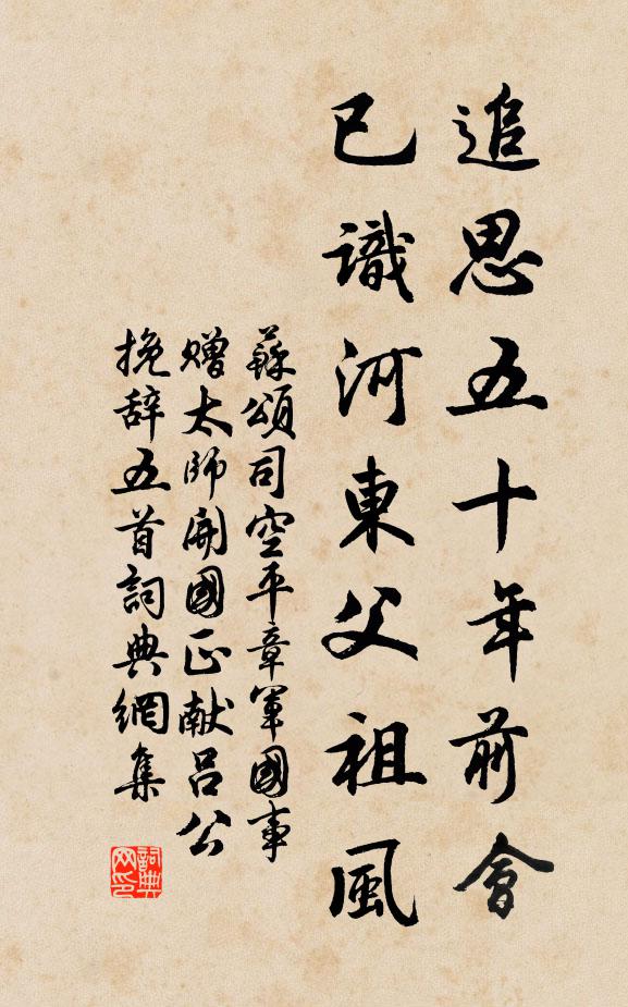 蘇頌追思五十年前會,已識河東父祖風書法作品欣賞