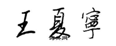 王正良王夏寧行書個性簽名怎么寫