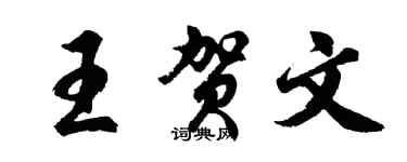 胡問遂王賀文行書個性簽名怎么寫
