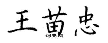 丁謙王苗忠楷書個性簽名怎么寫