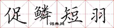 田英章促鱗短羽楷書怎么寫