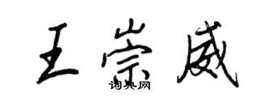 王正良王崇威行書個性簽名怎么寫