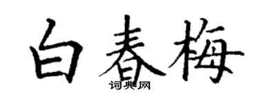 丁謙白春梅楷書個性簽名怎么寫